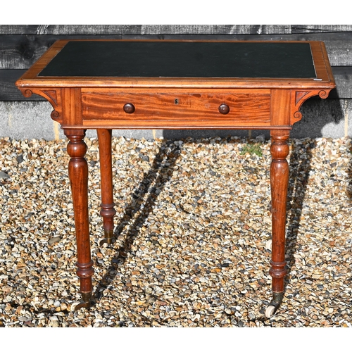 191 - A 19th century mahogany Heal & Son writing table inset with green leather top and single frieze ... 