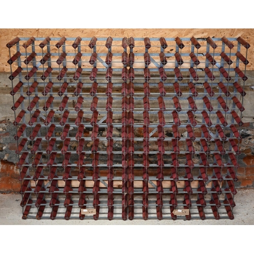 23 - Two wood/steel wine racks each for 96 bottles, each 68 x 117 cm h (2)