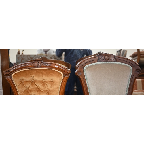 237 - Two walnut framed button back nursing chairs