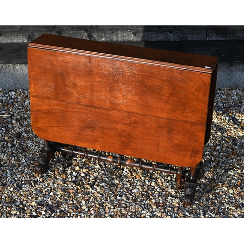 251 - A Victorian walnut Sutherland table, with turned eight gateleg action base and carved feet, 110 x 88... 