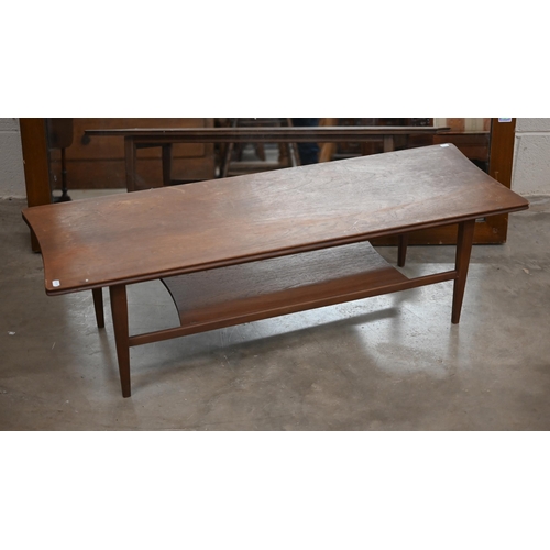 254 - A mid-century teak coffee table, 120 cm wide x 40 x 36 cm high