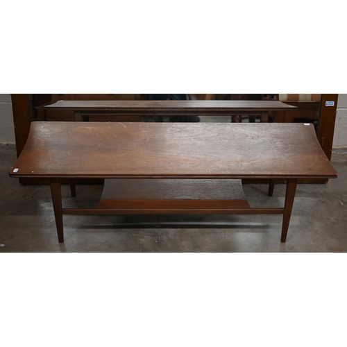 254 - A mid-century teak coffee table, 120 cm wide x 40 x 36 cm high