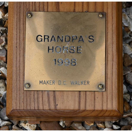 282 - A painted dapple traditional rocking horse on hardwood frame with brass plaque 'Grandpa's Horse' 199... 