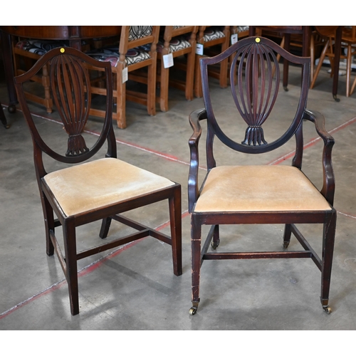 287 - Pair of 19th century Hepplewhite style carver chairs and a single side chair