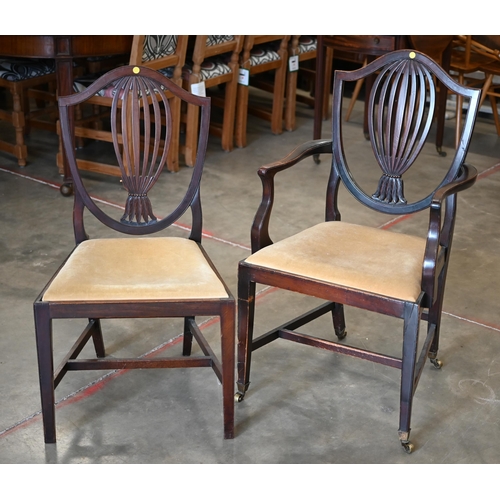 287 - Pair of 19th century Hepplewhite style carver chairs and a single side chair