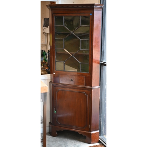 291 - #A 19th century mahogany floor standing corner cbainet, 75 cm wide x 194 cm high