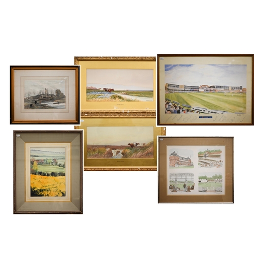 300 - Mixed pictures including two Norton Willis watercolour studies of cattle, Don Brown watercolour land... 