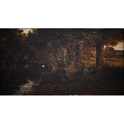 308 - A Redgrave? - A country stream, oil on board, indistinctly signed lower right and dated 1845, 22 x 4... 