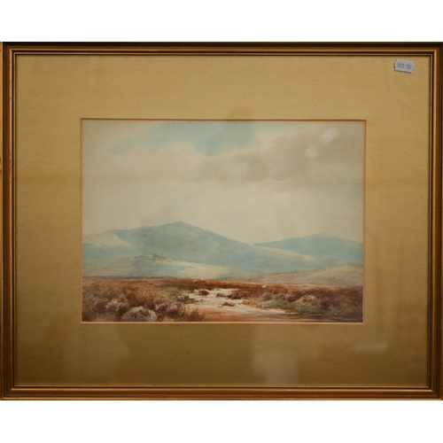 310 - J Mortimer - Dartmoor landscape, watercolour, signed lower left, 25 x 35 cm