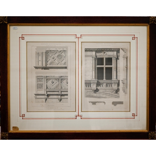 312 - A set of three French engravings of decorative architectural motifs, 53 x 69 cm overall (3)