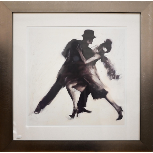 314 - Marysia Bird, 'Let's Dance' print, 64.5 x 64.5 cm to/w gentleman holding umbrella, 50 x 43.5 cm and ... 