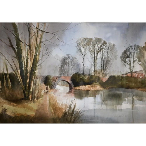 316 - Andy Le Roideven? - Easter Showers, Kintbury - watercolour, 45.5 x 65.5 cm