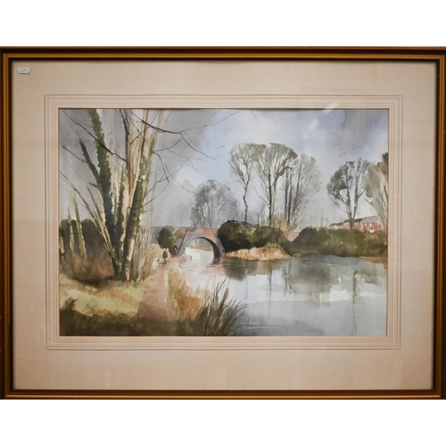 316 - Andy Le Roideven? - Easter Showers, Kintbury - watercolour, 45.5 x 65.5 cm