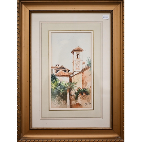 318 - #C Fandela - Two watercolour views of Seville, signed, 28 x 15 cm (2)