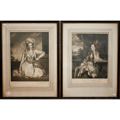 Two 18th century first impression engravings by Dunkarton after Sir Joseph Reynolds, pub 1778 by W Shropshire and J Boydell of Mrs Horneck in Eastern Attire and Mrs Bunbury, 51 x 35 cm, both with VR cyphers (2)
