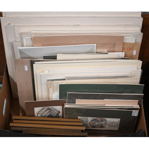 327 - A box of gallery ready mixed prints/engravings etc, mounted but unframed (box)