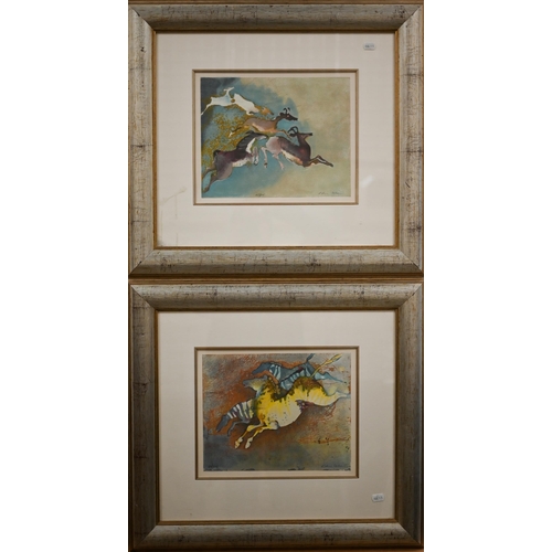 335 - After Edwin Solomon (1935-2014) - Two limited edition prints of leaping animals, pencil signed, 26 x... 