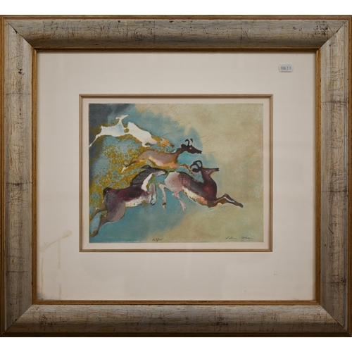 335 - After Edwin Solomon (1935-2014) - Two limited edition prints of leaping animals, pencil signed, 26 x... 