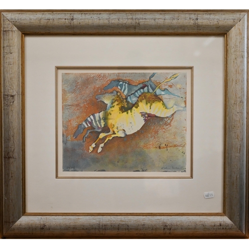 335 - After Edwin Solomon (1935-2014) - Two limited edition prints of leaping animals, pencil signed, 26 x... 