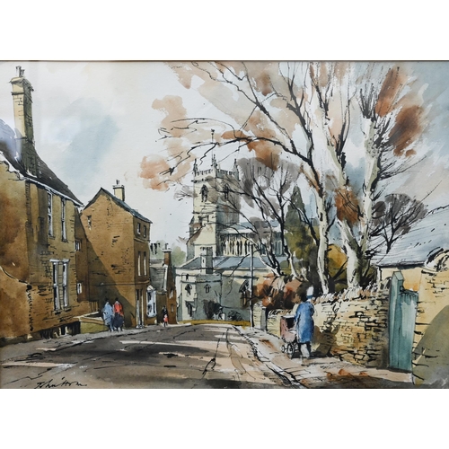 336 - John Hoar - Church Street, Chipping Norton, watercolour, signed lower left, 32 x 44 cm