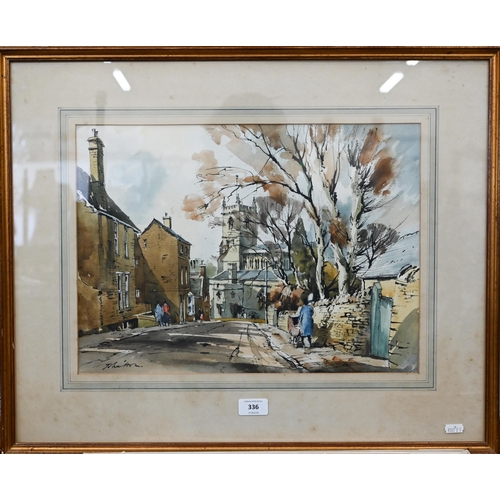 336 - John Hoar - Church Street, Chipping Norton, watercolour, signed lower left, 32 x 44 cm