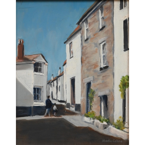 337 - Martin Collins - 'Exhibit No 5 St Ives, Love Lane', oil on board, signed lower right, 24.5 x 19 cm t... 