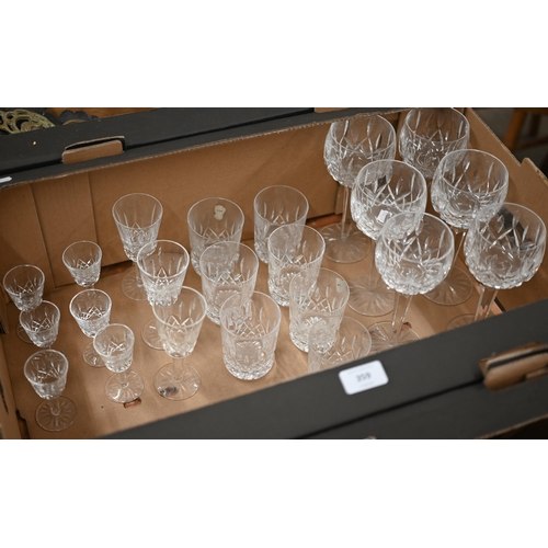 359 - Six Waterford 'Lismore' wine glasses, to/w seven tumblers, three port and six liqueur glasses (box)