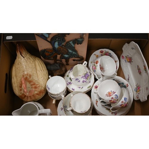 362 - #Two boxes of Victorian and later decorative ceramic tea wares etc (2)