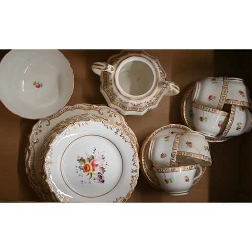 369 - A set of eleven Victorian floral-painted china tea plates and a part tea service (box)