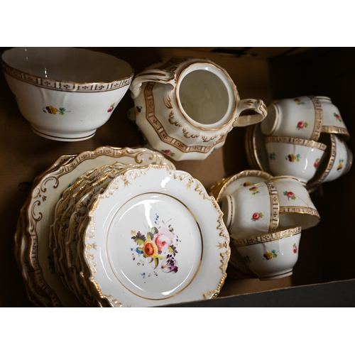 369 - A set of eleven Victorian floral-painted china tea plates and a part tea service (box)