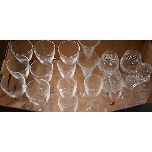 370 - A set of seven Stuart crystal wine glasses with airtwist stems and four smaller matching glasses to/... 