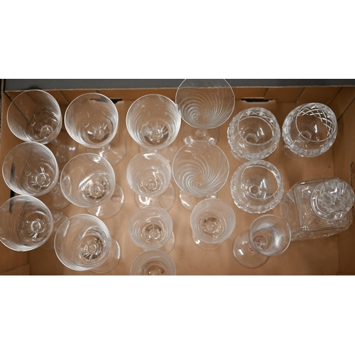 370 - A set of seven Stuart crystal wine glasses with airtwist stems and four smaller matching glasses to/... 