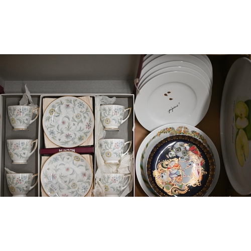 377 - A boxed Minton china 'Vanessa' coffee set, to/w a Limoges 'Pommes' fruit set and six Rosenthal decor... 