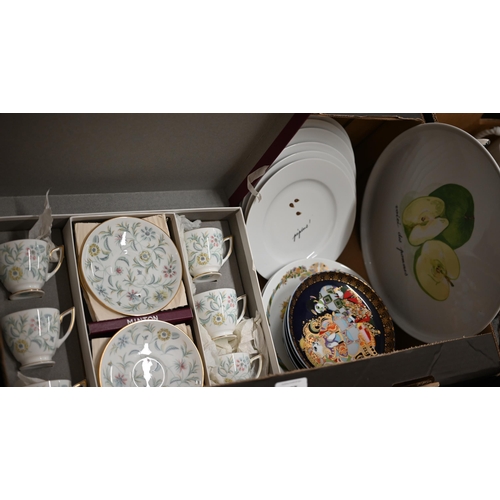 377 - A boxed Minton china 'Vanessa' coffee set, to/w a Limoges 'Pommes' fruit set and six Rosenthal decor... 