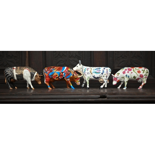 389 - Four 'cow parade' decorative ceramic cows (1 a/f)