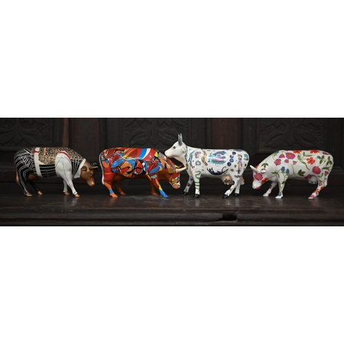 389 - Four 'cow parade' decorative ceramic cows (1 a/f)