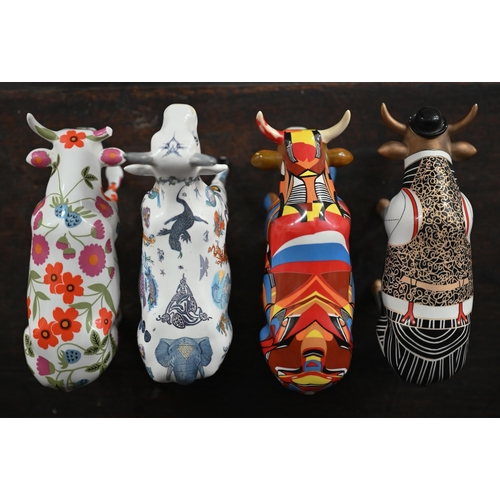 389 - Four 'cow parade' decorative ceramic cows (1 a/f)