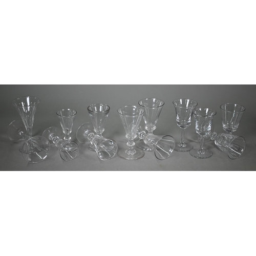 419 - #A pair of 19th century slender glass flute glasses with foliate etched decoration and ground-out po... 