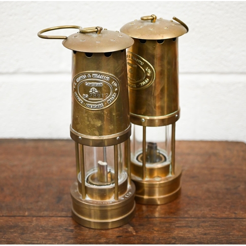 446 - Two brass miner's safety lamps 'Cambrian' with maker's plates for E Thomas & Williams Ltd, Aberd... 