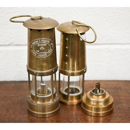 446 - Two brass miner's safety lamps 'Cambrian' with maker's plates for E Thomas & Williams Ltd, Aberd... 