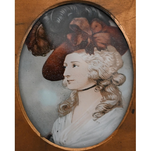 474 - A brass-framed small photographic portrait of a lady to/w a cased photograph of an oil portrait and ... 