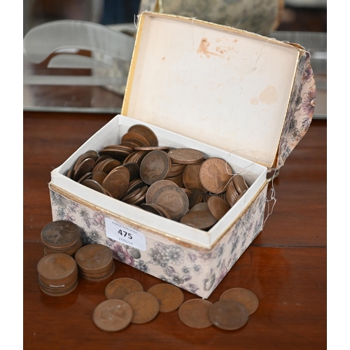 475 - #A box of mostly 20th century copper pennies