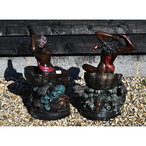 503 - Two bronze figures, sea nymphs awakening, 56 cm high (2)