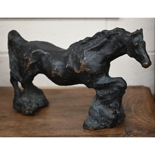 508 - A bronze figure of a galloping horse, unsigned, 25 x 46 cm overall