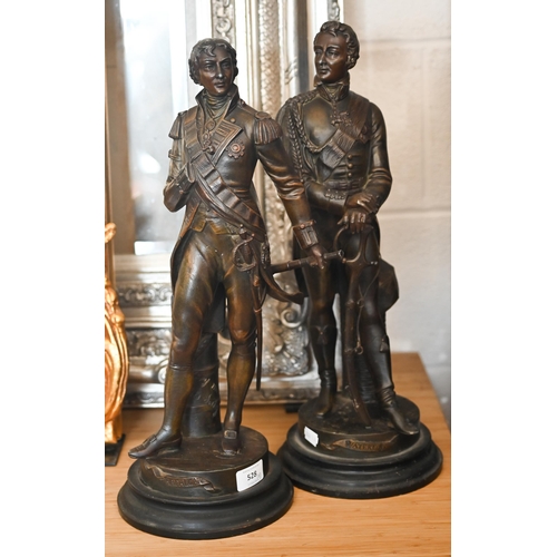 528 - A companion pair of bronzed figures, Nelson & Wellington, 48/49 cm high