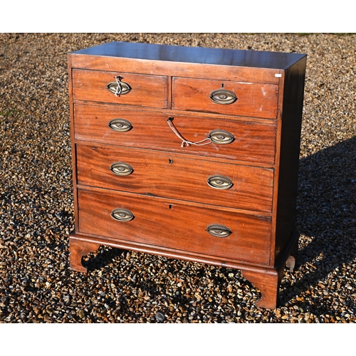 62 - A late Victorian ebony and cross-banded mahogany chest of two short over three long graduated drawer... 