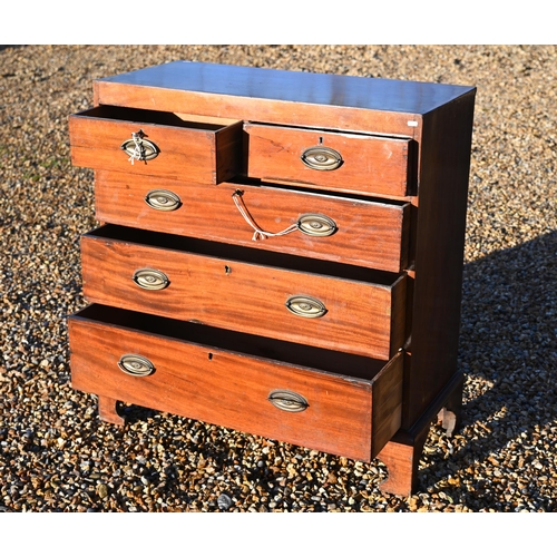 62 - A late Victorian ebony and cross-banded mahogany chest of two short over three long graduated drawer... 