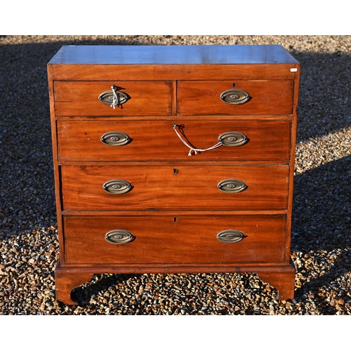 62 - A late Victorian ebony and cross-banded mahogany chest of two short over three long graduated drawer... 