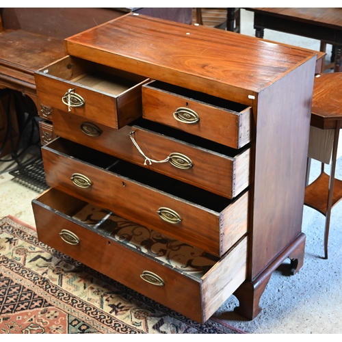 62 - A late Victorian ebony and cross-banded mahogany chest of two short over three long graduated drawer... 