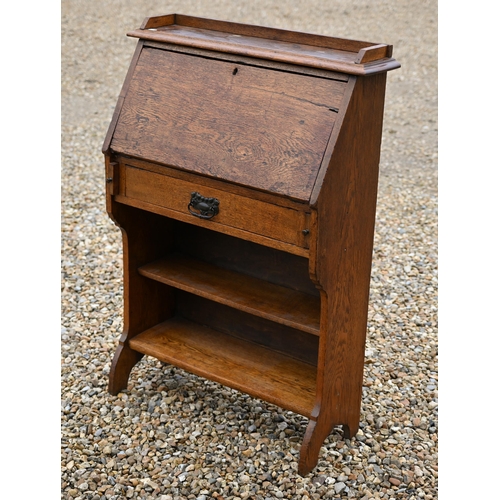 74 - #A shallow oak bureau bookcase circa 1920s, 76 cm x 28 cm x 109 cm h